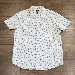 George Men's Slim Fit Button Down Shirt Cactus Print Size 2XL